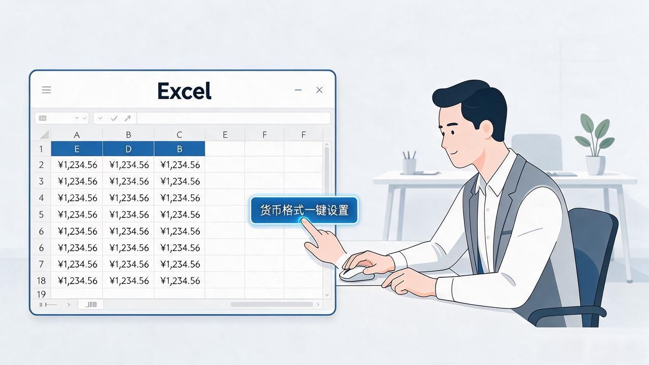 Excel货币格式一键设置：让数字自动变钱，财务人必备技能