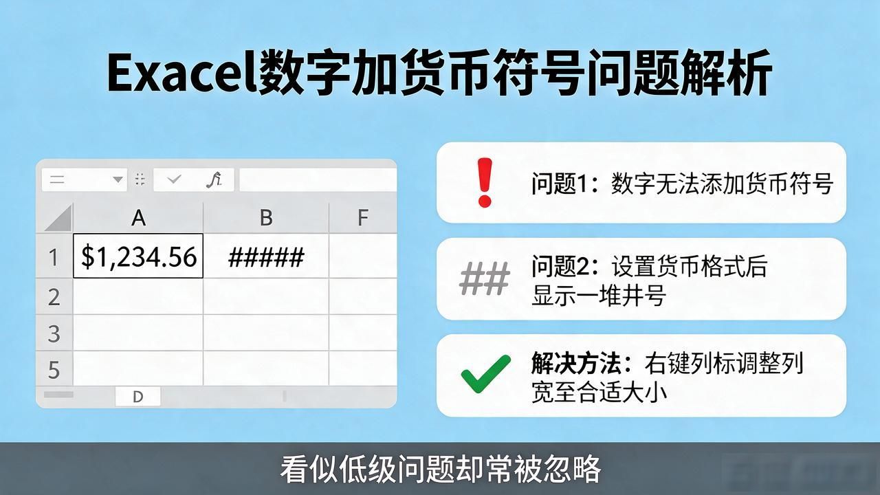 Excel数字无法加货币符号？原因全在这
