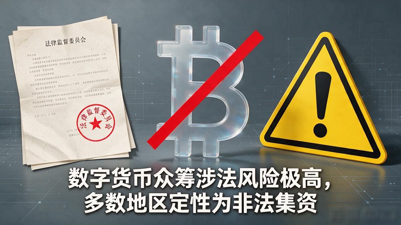数字货币众筹涉法风险极高，多数地区定性为非法集资
